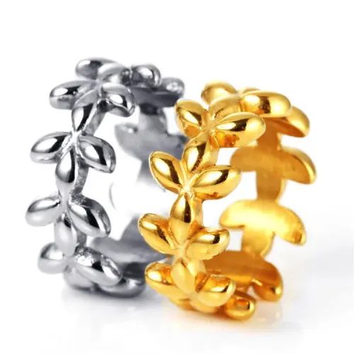 RTM2136 Leaf Garland Stainless Steel Ring Perfect Gift for Girls