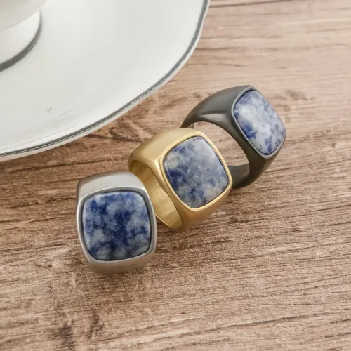 RTM2220 Black Onyx Natural Stone Ring for Men Fade-Resistant Stainless Steel Jewelry