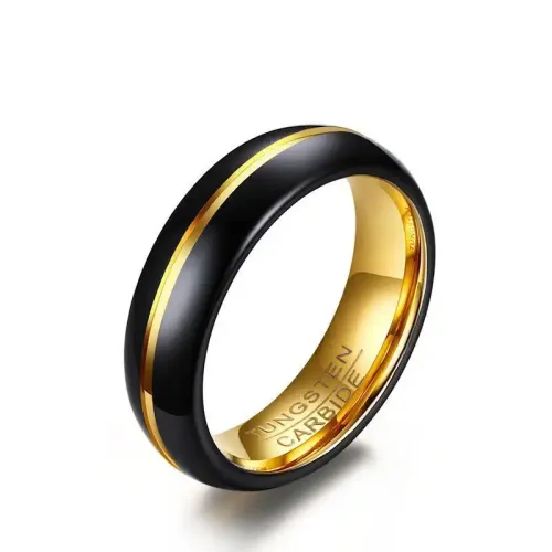 RTM102 6MM Black Gold Tungsten Steel Men's Ring Elegant Hand Jewelry