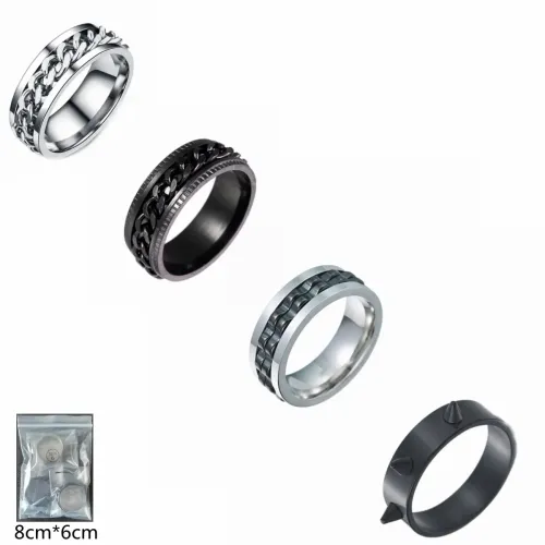 RTM1454 Punk Stainless Steel Ring Rotating Decompression Set for Men