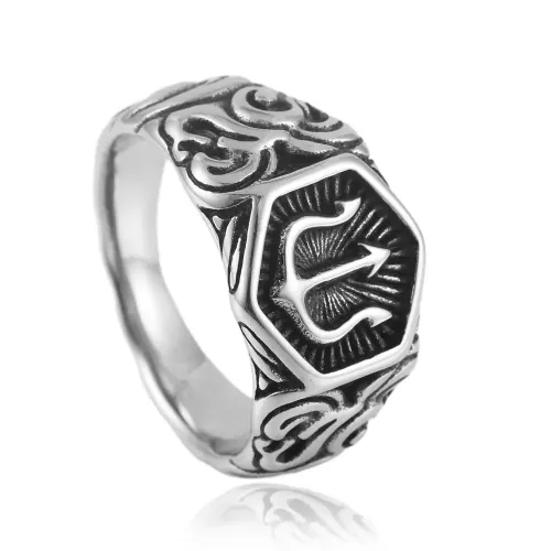 RTM1610 Trident Ring in Stainless Steel Durable Men's Fashion Accessory