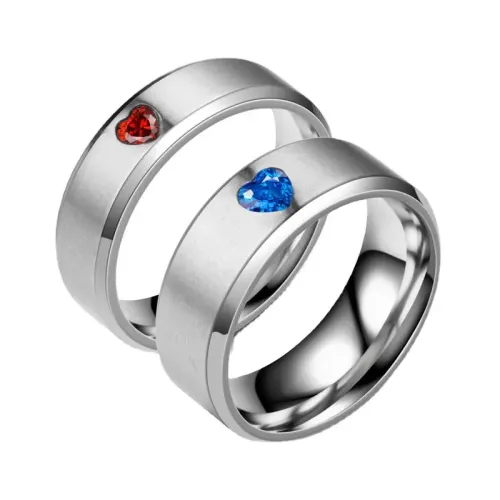 RTM722 Elegant Love-Inspired Stainless Steel Ring Micropaved Zirconia Couple Jewelry