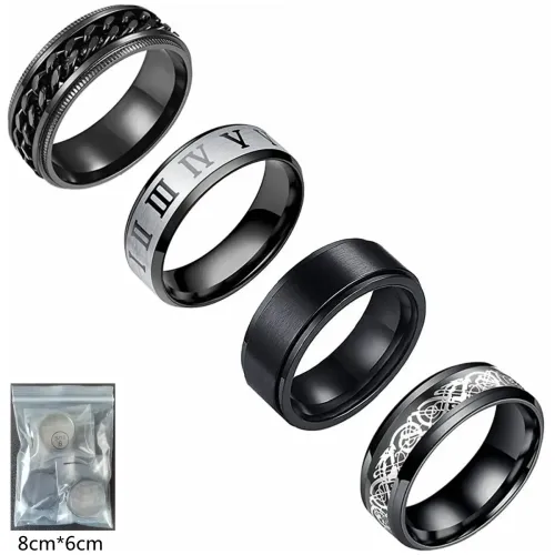 RTM1436 Set of 4 Stainless Steel 8MM Rings Rotating Decompression Band Accessories