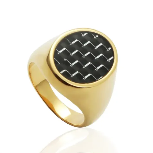 RTM2091 Unisex Carbon Fiber Colorful Ring with Stainless Steel Shell Round Design