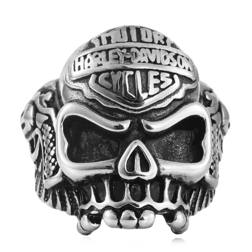 RTM1506 Multicolor Stone Skull Ring Punk Stainless Steel Fashion Accessory
