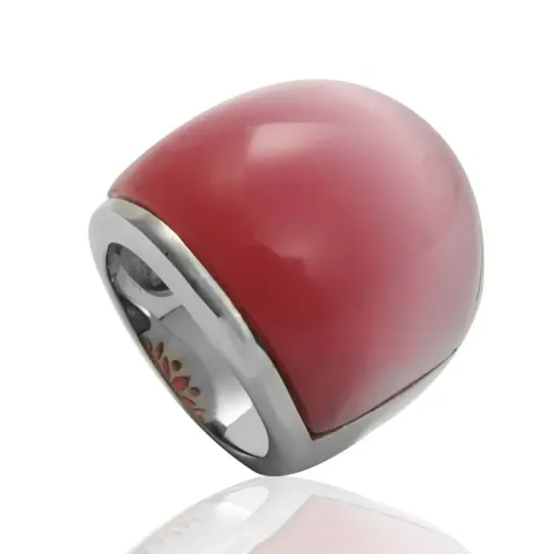 RTM2099 Elegant Ruby Large Stone Ring Durable Stainless Steel Jewelry