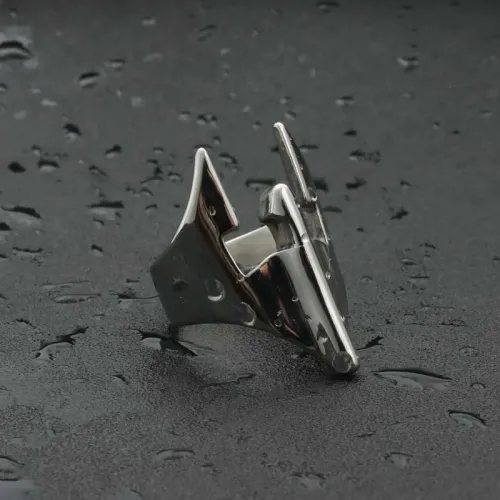 RTM1894 Punk Warrior Stainless Steel Mask Ring Edgy Accessory for Men