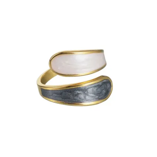 RTM2548 18K Gold Plated Stainless Steel Open Ring Adjustable Dripping Design for Women & Couples