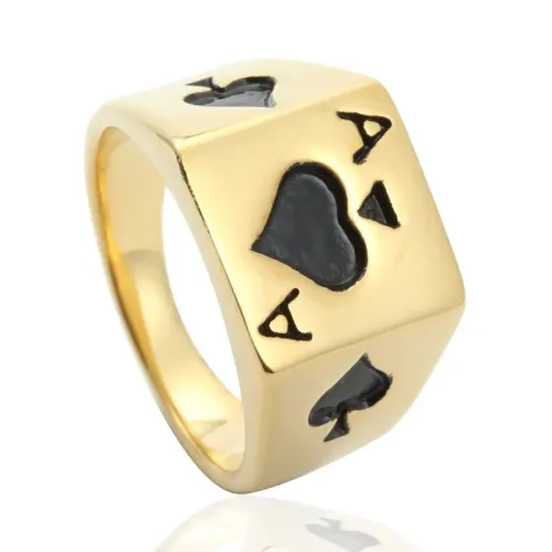 RTM2037 Ace of Spades Poker Ring Punk Stainless Steel Fashion Accessory for Men