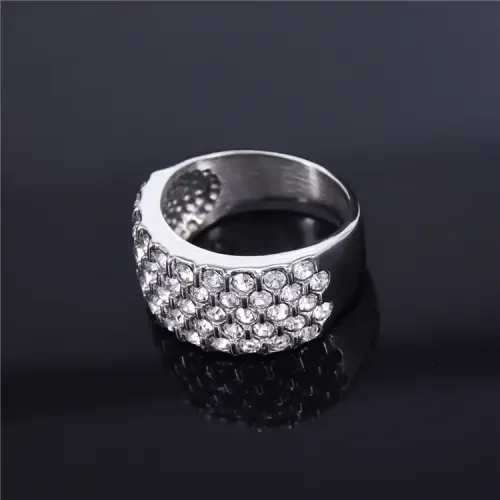 RTM217 Gold Plated Diamond Ring American Men's Titanium Stainless Steel Jewelry