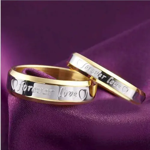 RTM930 Eternal Love: 18K Gold & Stainless Steel Couple's Ring Timeless Jewelry