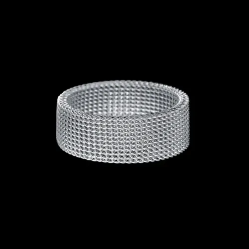 RTM2593 Elegant 8MM Stainless Steel Mesh Ring for Women Perfect Couple's Gift