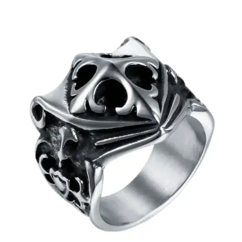 RTM654 Customized Men's Punk Cross Ring Titanium Steel Fashion Jewelry