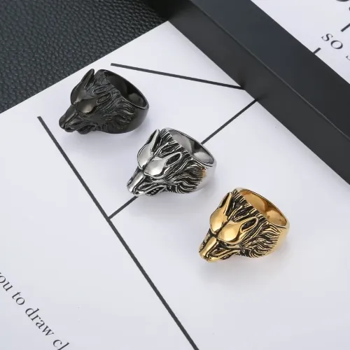 RTM2195 Wolf Head Ring Men Cast Stainless Steel Animal Themed Jewelry