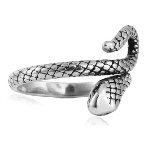 RTM1582 Stainless Steel Snake Ring Exotic Animal Jewelry for Men & Women