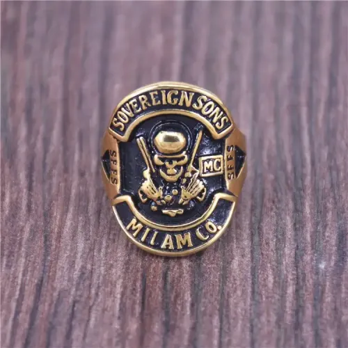 RTM275 Double Gun Skull Ring Titanium Steel Men's Jewelry Milam Ghost Head Design