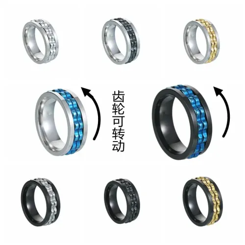 RTM1384 Multi-Color Gear Rotation Ring Stainless Steel,Pressure-Reducing Jewelry