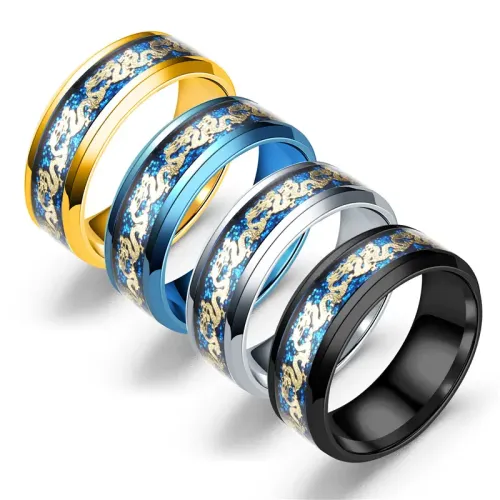 RTM2790 Four-Color Double Dragon Gold Piece Ring Exquisite Jewelry Design