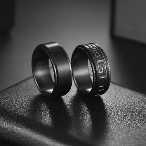 RTM1386 Black Matte 8MM Stainless Steel Rotating Ring Men's Decompression Jewelry