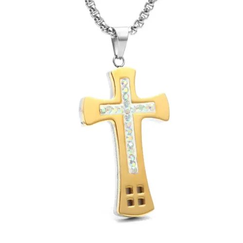 RTM2110 Stainless Steel Jewelry Cross Pendant Necklace & Ring Set Perfect Holiday Gift