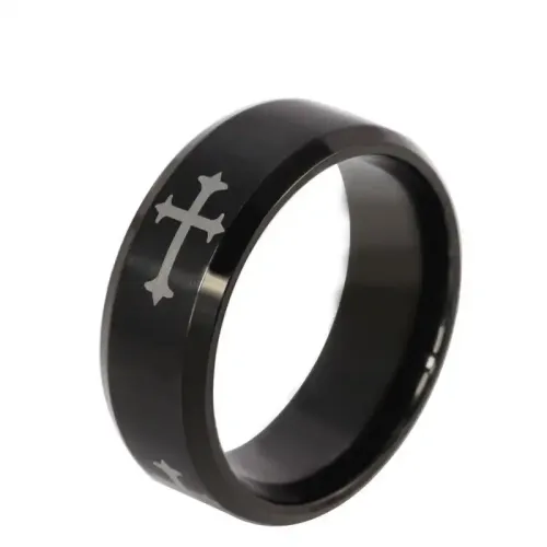 RTM33 Men's Titanium Steel Religious Cross Ring Spiritual Jewelry Accessory
