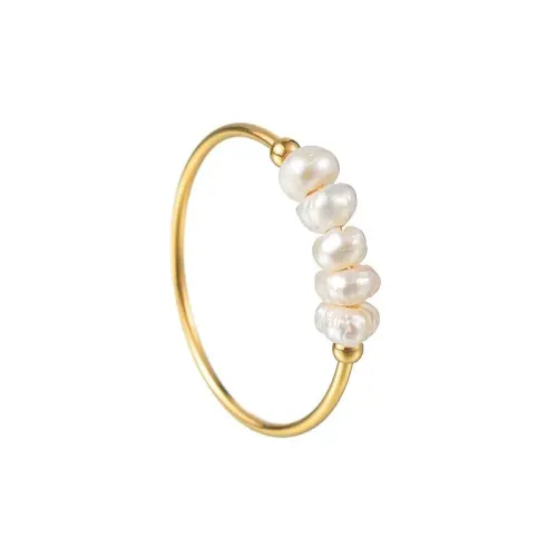 RTM2427 Elegant 18K Gold Pearl Ring for Women Timeless Baroque Style