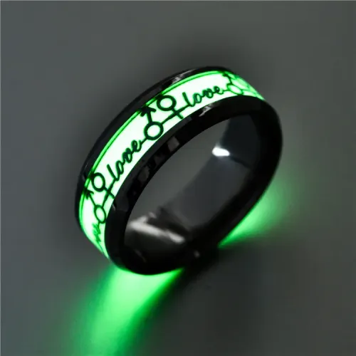RTM2795 Luminous LOVE Ring Eternal Love Fluorescent Stainless Steel Jewelry