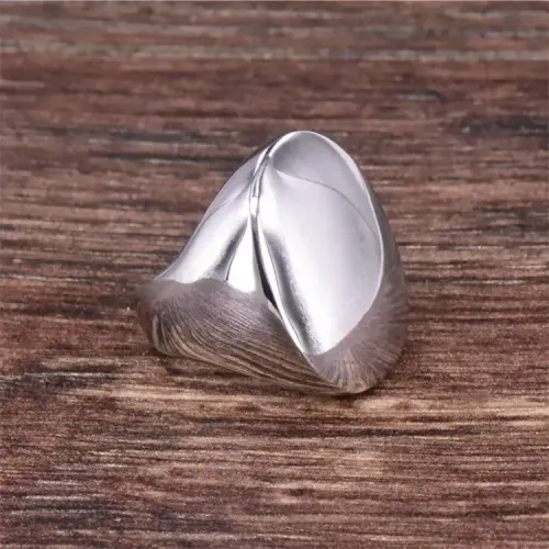 RTM461 Women's Stainless Steel Oval Ring Geometric Full Band Jewelry