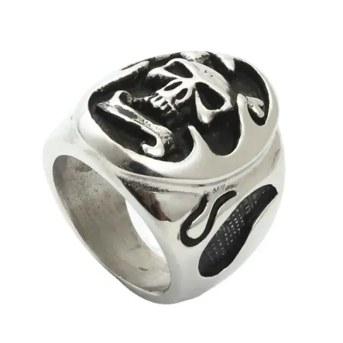 RTM1901 Punk Skull Ring in Stainless Steel Edgy Jewelry for Men