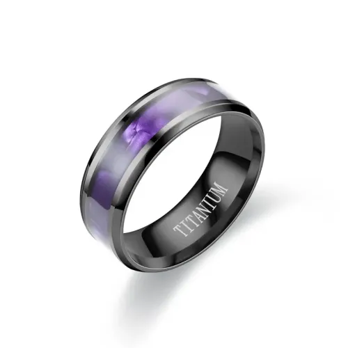 RTM1024 Elegant Purple Patch Black Men's Ring Stainless Steel Couples' Jewelry