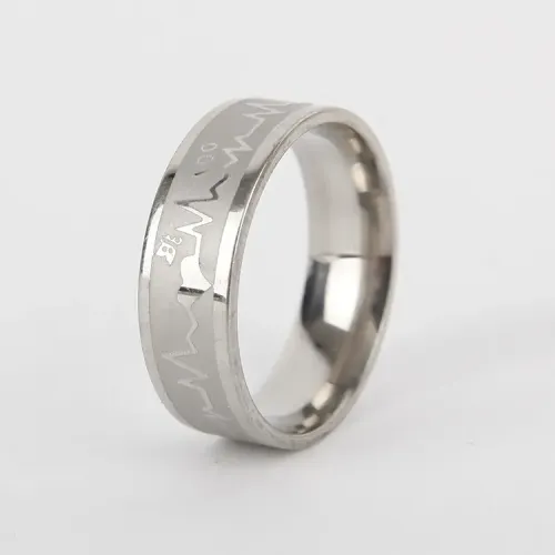 RTM2685 Heartbeat Stainless Steel Couple Rings Perfect for Men & Women