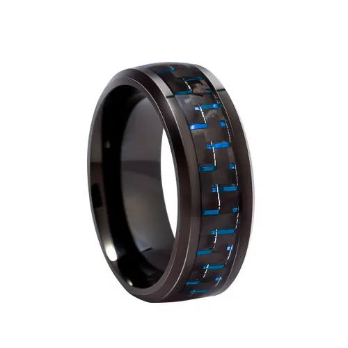 RTM1409 Elegant Carbon Fiber Inlaid Ring Modern Jewelry for Men & Women