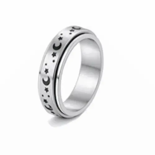 RTM833 Stainless Steel Rotating Ring for Stress Relief & Anti-Anxiety Couples Therapy Jewelry