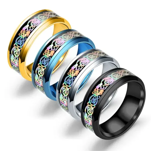 RTM2810 Customizable Colorful Dazzling Dragon Ring Unique Patterned Jewelry