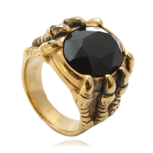 RTM1721 Punk Stainless Steel Multicolor Gemstone Ring engrave Detailing