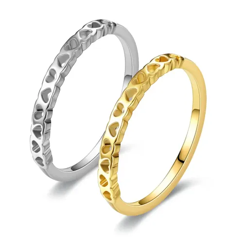 RTM2712 2mm Ultra Fine Love Heart Couple Ring Delicate & Elegant Design