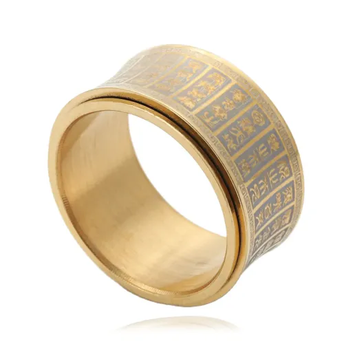 RTM1684 Buddhist Buddha Punk Ring Stainless Steel Spiritual Jewelry for Men