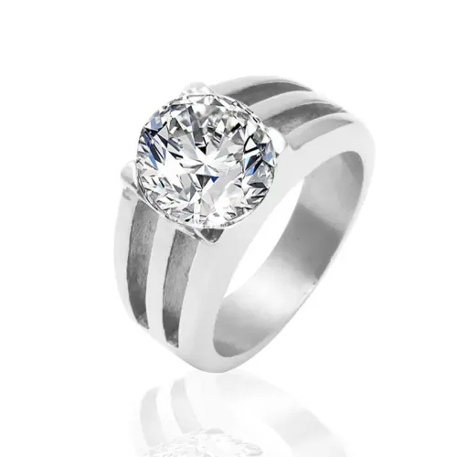 RTM2096 Crystal Love Memory Couple Rings Stainless Steel Zircon Jewelry for Men & Women