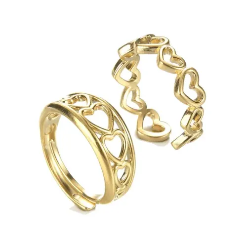 RTM2573 Women's Hollow Love C-Shaped Open Ring Elegant Fashion Accessory