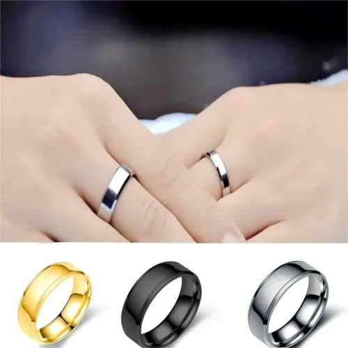 RTM1027 Elegant Plain Stainless Steel Couple Rings Perfect for Men & Women