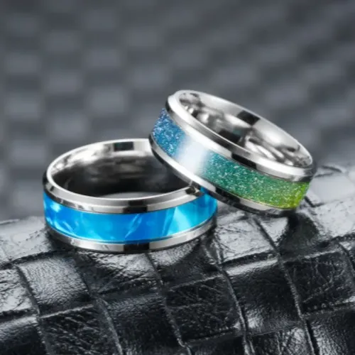RTM798 Colorful Stainless Steel Oil Drip Ring Trendy Men's Jewelry Accessory