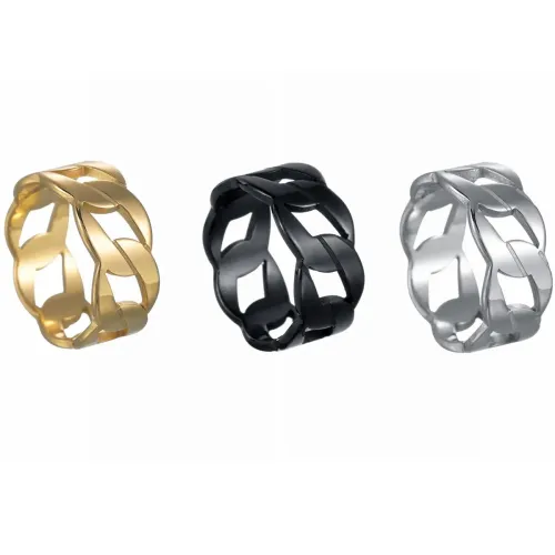 RTM1287 8MM Punk Men's Ring in Laser-Cut Chain Style Stainless Steel