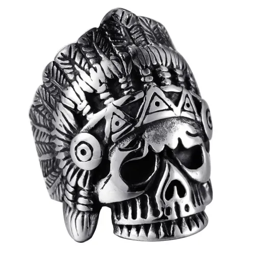 RTM2129 Punk Stainless Steel Skull Ring Indian Inspired Jewelry Accessory for Men