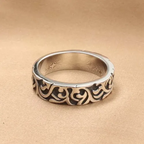 RTM1873 Floral Vine Engraved Stainless Steel Ring Elegant Plant Jewelry for Men & Women