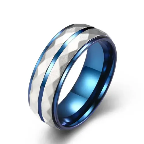 RTM1086 Custom Made Men's Tungsten Steel Pattern Ring Unique & Durable