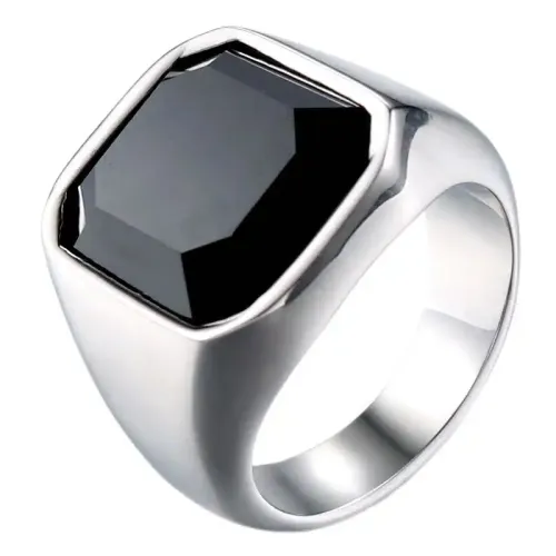 RTM607 Black Zircon Titanium Steel Ring Set Punk Jewelry Accessory