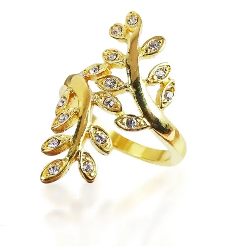 RTM411 18K Diamond Zircon Ring Geometric Women's Titanium Stainless Steel Jewelry