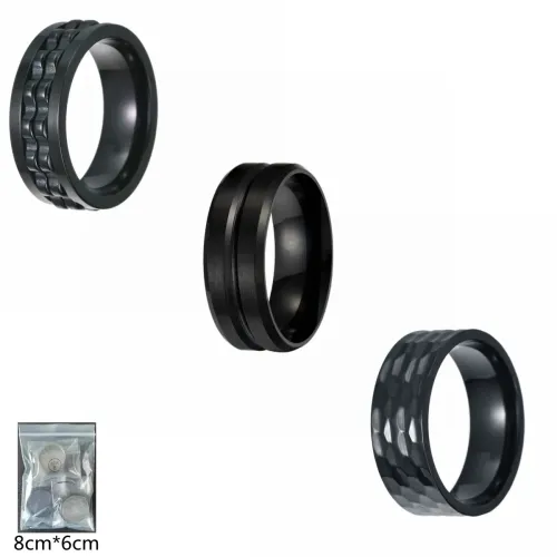 RTM1488 Non-Fading Black Stainless Steel Ring for Men Durable Vacuum Plated Jewelry