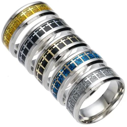 RTM1187 Stainless Steel Cross Ring for Men Durable & Stylish Jewelry Accessory