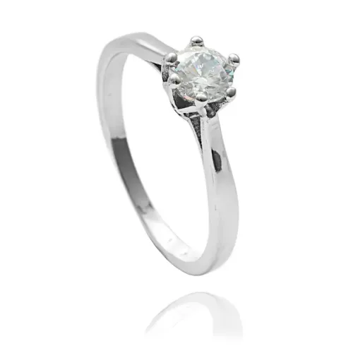 RTM1728 Elegant Stainless Steel Wedding Ring for Women with White Stone Accent